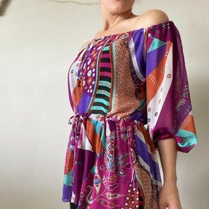 Floral Print Shirt Long Sleeve Blouse One Size